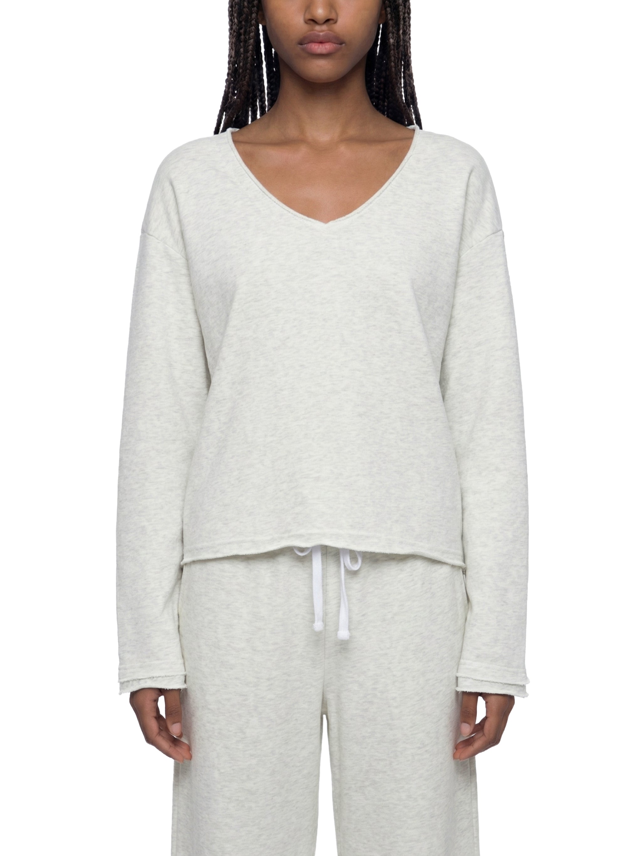 ISSA Raw Hem Crop L/S