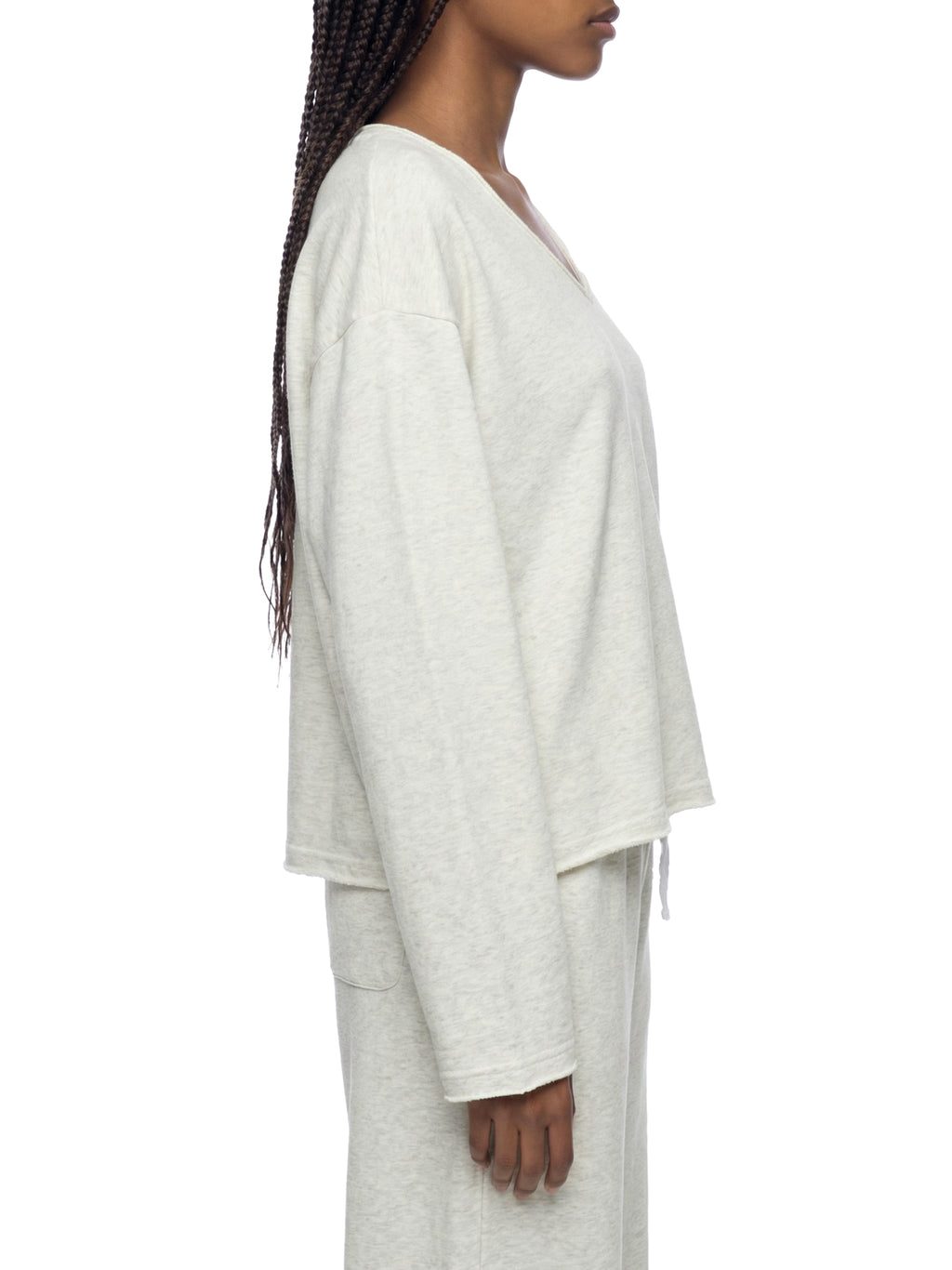 ISSA Raw Hem Crop L/S