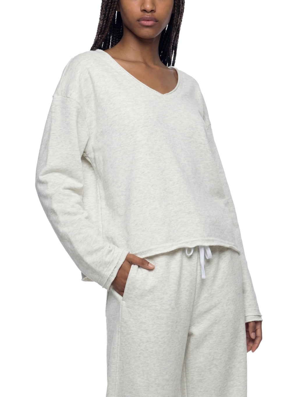 ISSA Raw Hem Crop L/S