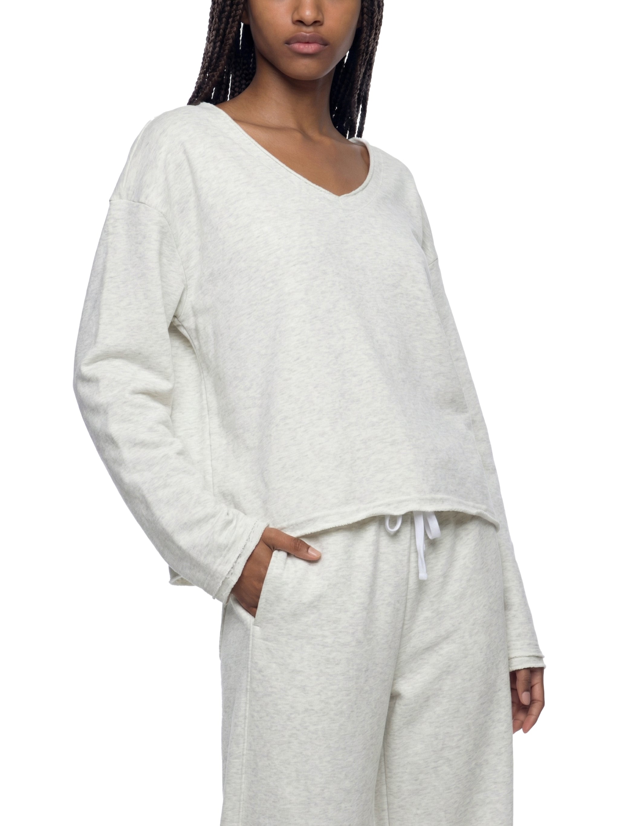 ISSA Raw Hem Crop L/S